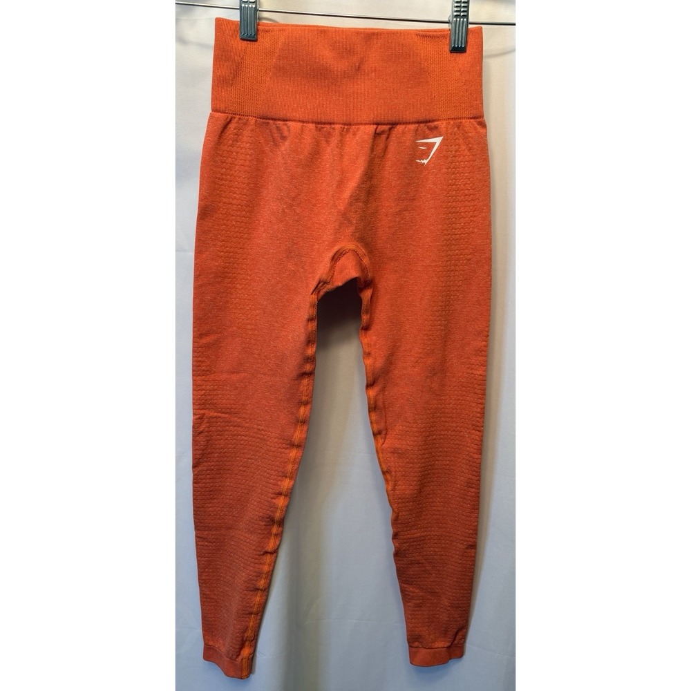Gymshark Compression Workout Leggings Women's XS/Small Orange Athleisure Logo